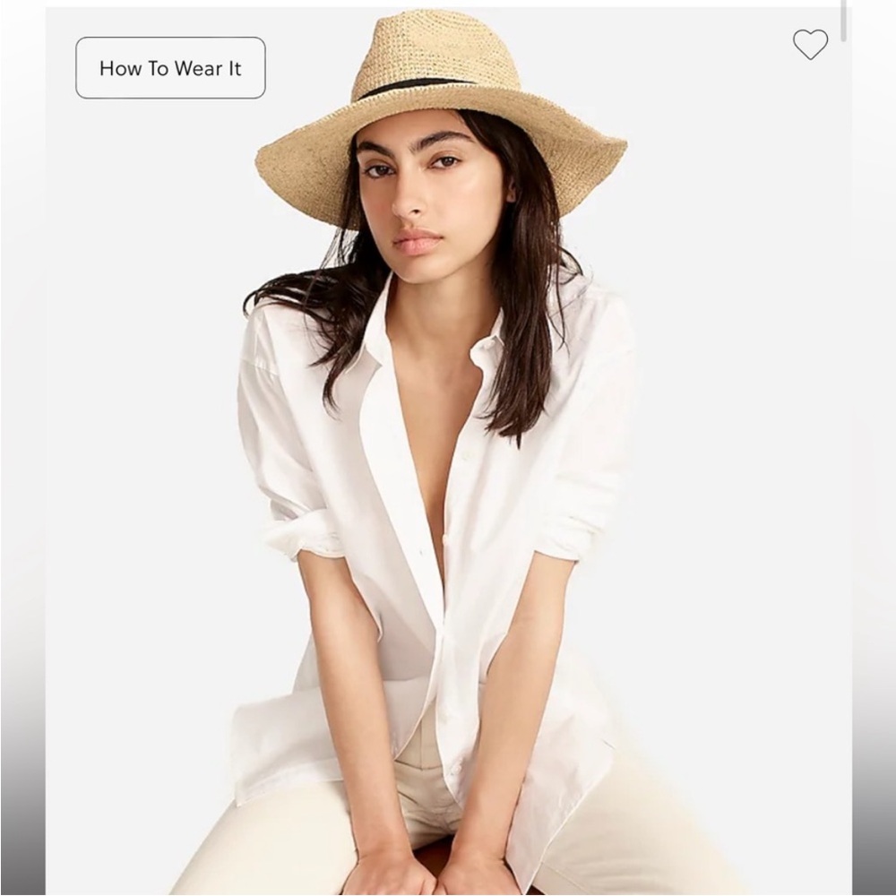 NEW J. Crew Wide-brim packable straw hat S/M G6551 $98